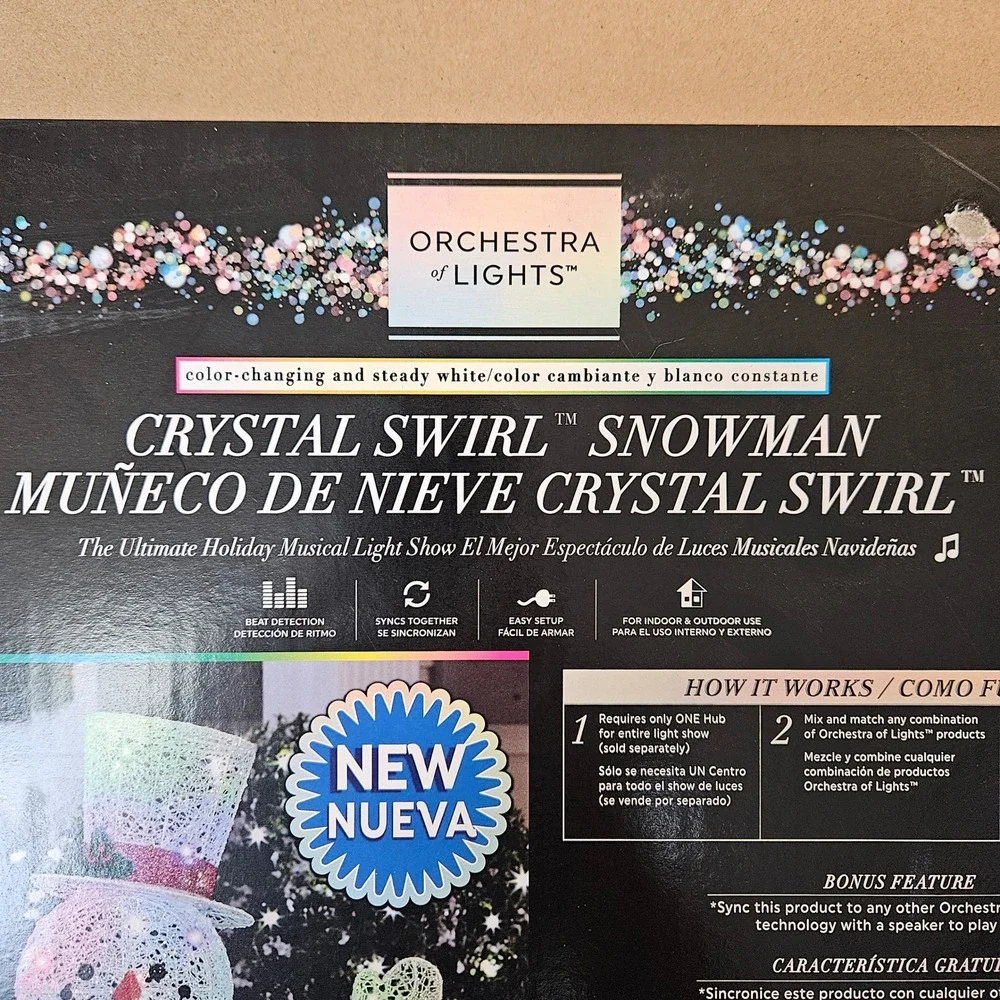 Orchestra of Lights Crystal Swirl Snowman 48 Inch LED Color Change Holiday Decor